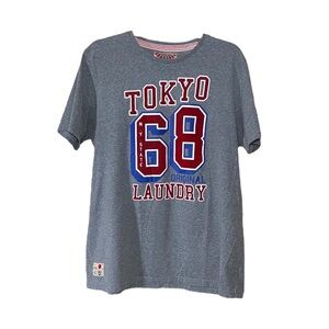 5/$25 Tokyo Laundry Gray Graphic T-Shirt XL 68 Logo Casual Streetwear